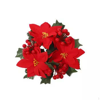 Кольцо-гирлянда со свечами и венком, держатель для праздничного ужина в честь Дня благодарения Red 20cm