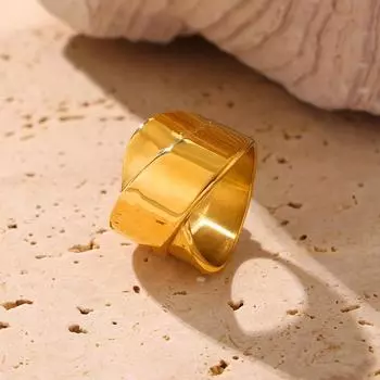 Кольцо Gold Wide Edition Niche Design с глянцевой оберткой, титановая сталь, позолоченное, выпуклое, индивидуальное кольцо No. 6