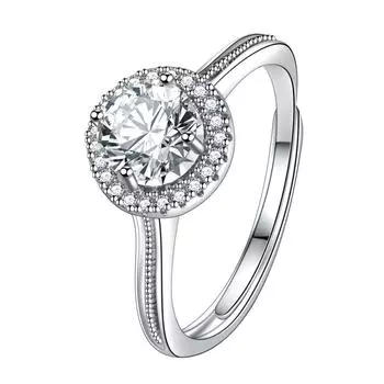 Кольцо Gothic Holy Light с круглым цирконом с четырьмя когтями, женское кольцо с имитацией бриллианта, открытое кольцо с цирконом 1 карат opening adjustable