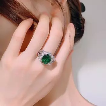 Кольцо Хао с инкрустацией из бриллиантов, эллиптической имитацией королевского синего корунда и циркония, с открытым кольцом, женское