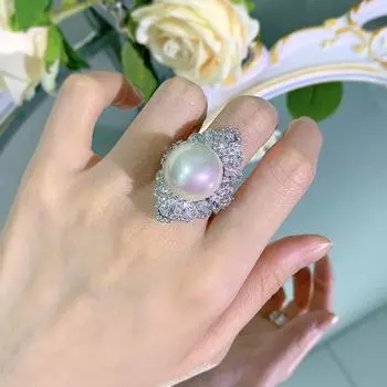 Кольцо Happy Designer с жемчугом Rich Woman s 16 мм в роскошном комплекте Кольцо Кольцо R562-8