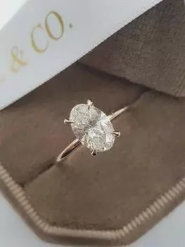 Кольцо He Cheng Wish с большим овальным белым цирконием Size 8 розового золота