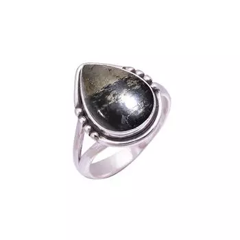 Кольцо Healer S Gold Pyrite In Magnetite Gemstone из стерлингового серебра 925 пробы V9512, черное и золотое кольцо, грушевидное кольцо, подарок на День святого Валентина, подарок для нее, на день рождения G