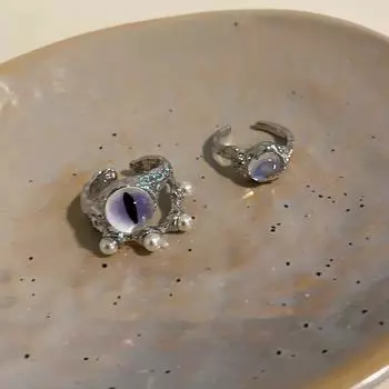 Кольцо Heavy Industry Niche с темным двухслойным жемчугом кошачий глаз, женское, Cold Wind Advanced Sense, открытое кольцо Tide