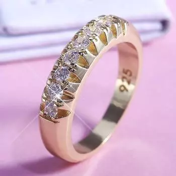 Кольцо Hecheng с позолоченным геометрическим цирконием в японско-корейском стиле No. 10 золотой