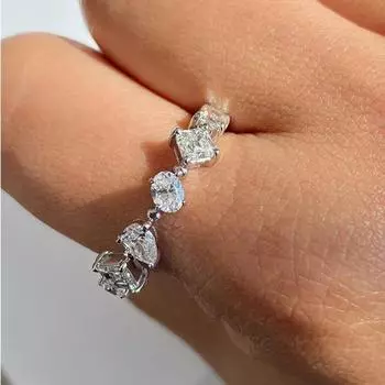 Кольцо Hoyon Love Row с имитацией бриллианта Aaa, цирконовое кольцо для женщин, высокоуглеродистое усовершенствованное кольцо в форме сердца с полным кругом для подруги 6