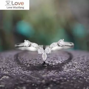 Кольцо Huitan Simple V-образной формы для женщин, изящные аксессуары с кубическим цирконием, повседневные украшения для вечеринок 6