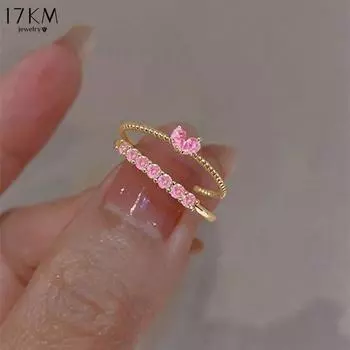 Кольцо IF ME в форме сердца из циркония, легкое роскошное кольцо, кольцо Ins Style с инкрустацией в виде персикового сердца