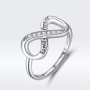 Кольцо Infinite Love Opening Adjustable S925 Sterling Silver Ring с платиновым покрытием Forever Opening Rings серебряный