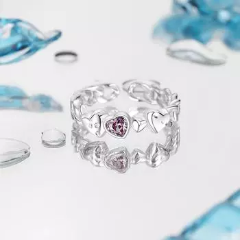 Кольцо INS Cold Style Purple Diamond Lovely S925 Sterling Silver Ring для женщин, особый интересный дизайн, легкое, роскошное, высококачественное, нейтральное кольцо Opening is adjustable