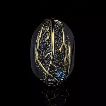 Кольцо итальянского ретро-ювелирного искусства с инкрустацией натуральными цветными ювелирными изделиями No. 6