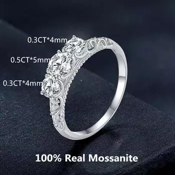 Кольцо из 100% настоящего серебра Mossanites S925, общий вес 1,1 карата, цвет D VVS1, классические кольца из белого золота 18 карат с бриллиантами, женские украшения для вечеринок 6