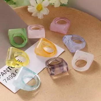 Кольцо из акриловой смолы в стиле ретро ярких цветов, прозрачное кольцо для вечеринки, милое кольцо для женщин, романтический подарок