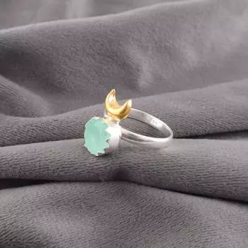 Кольцо из аквахалцедона, Ювелирное изделие из стерлингового серебра 925 пробы, Кольцо с драгоценным камнем, Подарок для нее, Изысканное ювелирное изделие ручной работы для свадебного подарка 4 синий