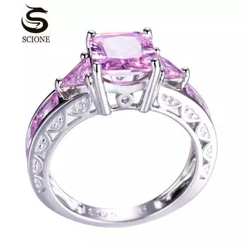 Кольцо из белого золота с четырьмя зубцами, модное кольцо 5 синий