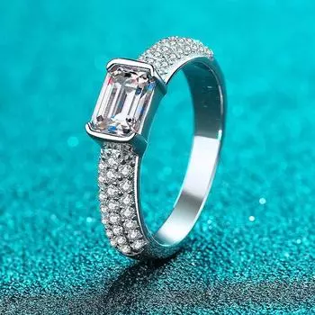 Кольцо из белого золота с муассанитом 1 карат для женщин, свадебная лаборатория, бриллиантовое кольцо для обещания брака, ювелирные изделия из серебра 925 пробы 5.5