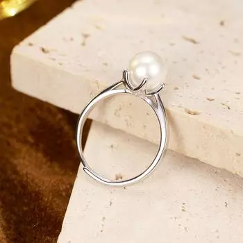 Кольцо из бисера из серебра 925 пробы с женственной геометрией, классическое, с шестью когтями, регулируемое, легкое, роскошное, высокого класса, ювелирное изделие, мода adjustable opening белого золота