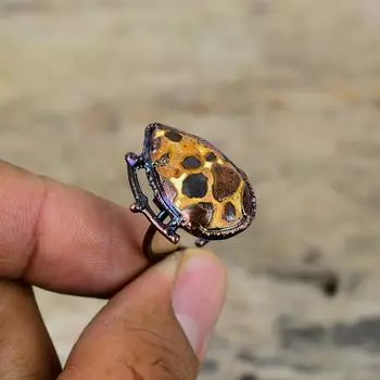 Кольцо из боксита, медное кольцо, изготовленное методом гальванопластики, регулируемые кольца, ювелирное изделие, кольцо из боксита, изготовленное методом гальванопластики, с драгоценным камнем, медные украшения ручной работы, подарок на годовщину