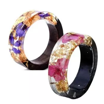 Кольцо из черного дерева с фиолетовым сандалом, простые мужские и женские кольца ручной работы своими руками 6