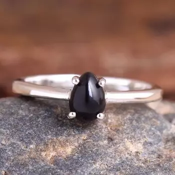 Кольцо из черного оникса, ювелирные изделия ручной работы, серебро 925 пробы, женские украшения, серебряное кольцо 4 чёрный
