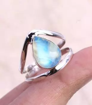 Кольцо из чистого серебра 925 пробы, кольцо с лунным камнем, кольцо ручной работы, кольцо-оправа, рождественский подарок 6