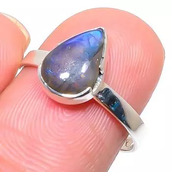 Кольцо из чистого серебра 925 пробы с натуральным лабрадоритом, размер 9 Z4Z74