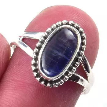 Кольцо из чистого серебра 925 пробы с натуральным кианитом, размер 6, G1W62