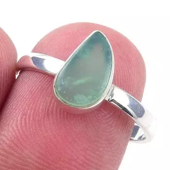 Кольцо из чистого серебра 925 пробы с натуральным хризопразом, размер 8, w6W29