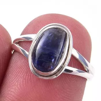 Кольцо из чистого серебра 925 пробы с натуральным кианитом, размер 6, t2i03