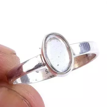 Кольцо из чистого серебра 925 пробы с натуральным аквамарином, размер 8 D3r11