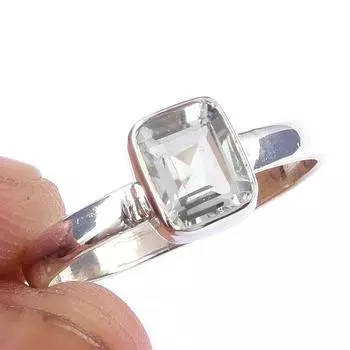 Кольцо из чистого серебра 925 пробы с натуральным зеленым аметистом ручной работы S.8 p7m79