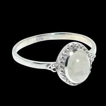Кольцо из чистого серебра 925 пробы с натуральным радужным лунным камнем ручной работы, размер 7 v1t72
