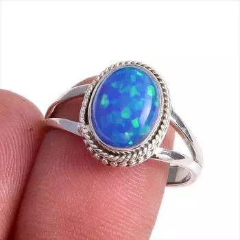 Кольцо из чистого серебра 925 пробы с натуральным эфиопским опалом ручной работы S.9 z1r34