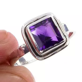 Подарочное кольцо из чистого серебра 925 пробы с натуральным африканским аметистом S.7 r6U34