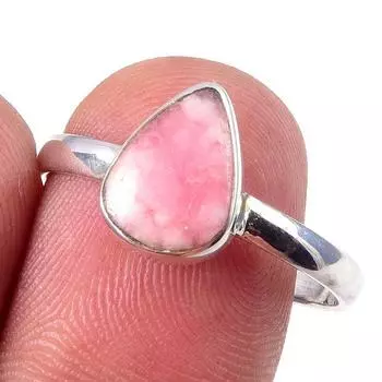 Кольцо из чистого серебра 925 пробы с натуральным родохрозитом ручной работы S.10 c6D67