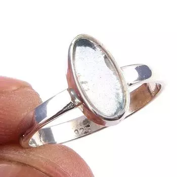 Кольцо из чистого серебра 925 пробы с натуральным аквамарином, размер 7, C0A52