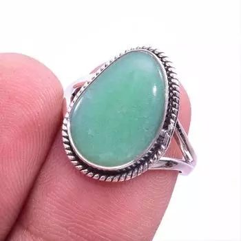 Кольцо из чистого серебра 925 пробы с натуральным хризопразом, размер 7, F7J24