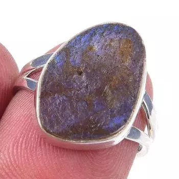 Кольцо из чистого серебра 925 пробы с натуральным лабрадоритом, размер 6, n5O79