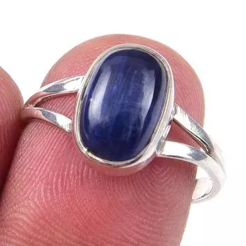 Кольцо из чистого серебра 925 пробы с натуральным кианитом, размер 8, a0b62