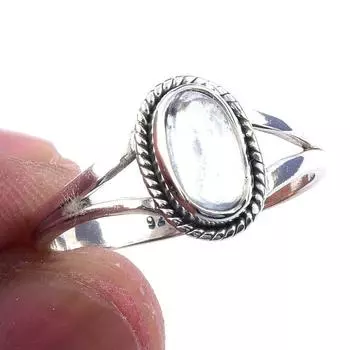 Кольцо из чистого серебра 925 пробы с натуральным аквамарином, размер 9, B7Q51