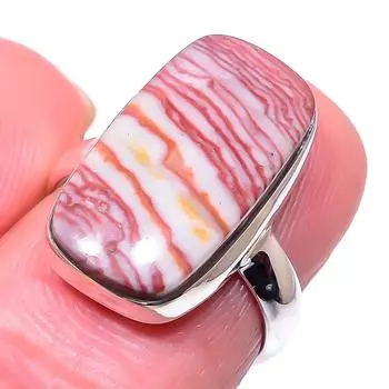 Кольцо из чистого серебра 925 пробы с натуральным драгоценным камнем Rosetta Jasper S.5 h8q17
