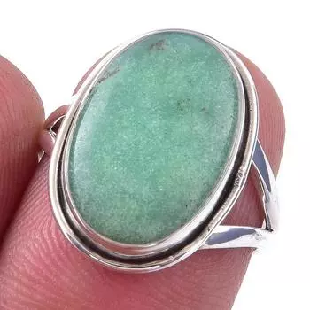 Кольцо из чистого серебра 925 пробы с натуральным хризопразом ручной работы, размер 6 y1c18