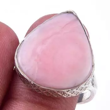 Кольцо из чистого серебра 925 пробы с натуральным розовым опалом, размер 9,5 y9I84