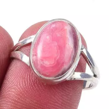 Кольцо из чистого серебра 925 пробы с натуральным родохрозитом ручной работы S.8 z4c78