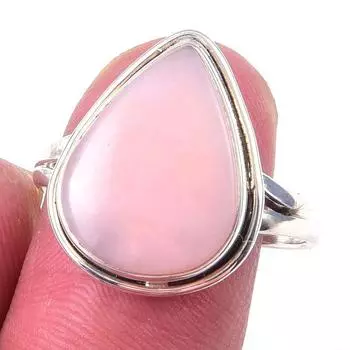 Кольцо из чистого серебра 925 пробы с натуральным розовым опалом, размер 9 z8o76