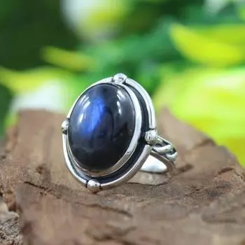 Кольцо из чистого серебра 925 пробы, кольцо с драгоценным камнем лабрадорит, кольцо с камнем по дате рождения, подарок для нее, эффектное кольцо, серебряные украшения 6