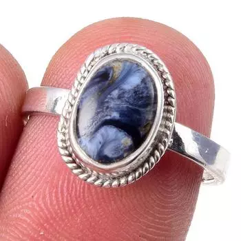 Кольцо из чистого серебра 925 пробы с натуральным драгоценным камнем Питерсит ручной работы S.6.5 Q3o48