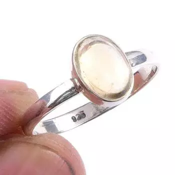 Кольцо из чистого серебра 925 пробы с натуральным цитрином, размер 10 J6D73