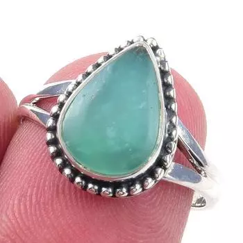 Кольцо из чистого серебра 925 пробы с натуральным хризопразом, размер 7, Z1R44