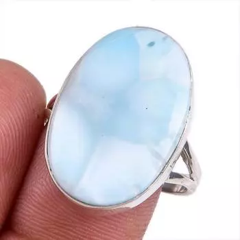 Кольцо из чистого серебра 925 пробы с ларимаром из натуральной республики, размер 9,5 P3s63